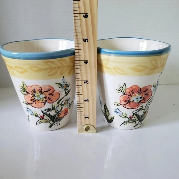 Pier One Imports set of 2 Large Ceramic Floral Multi-colored Coffee Mugs. - Picture 7 of 7